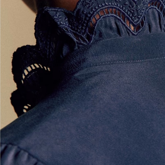 Sezane Chlo Shirt Navy 34/2 - Picture 3 of 9